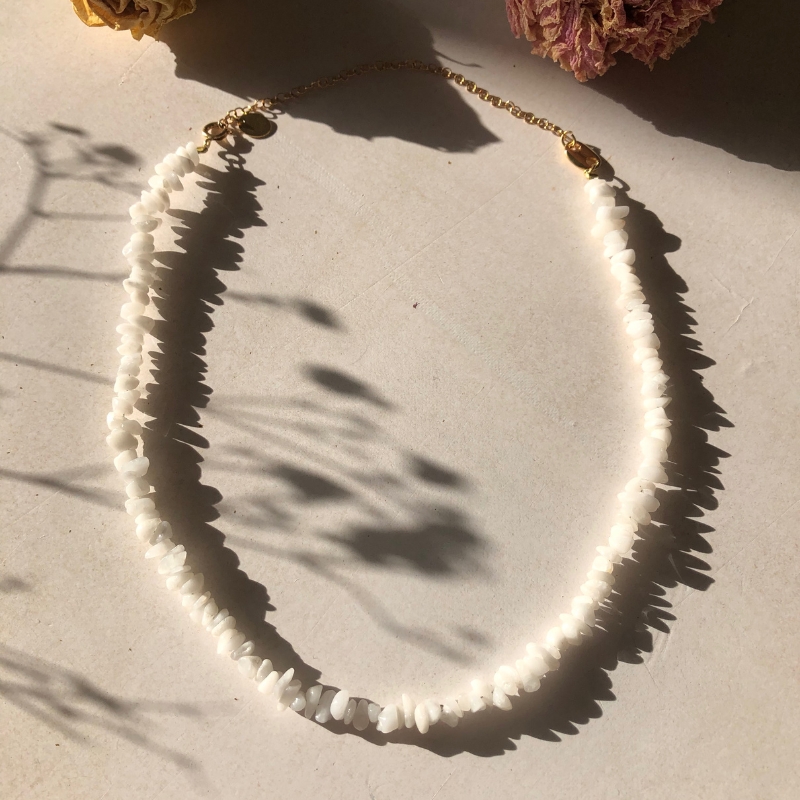 Collier Yvette small blanc - agate blanche Médecine Douce