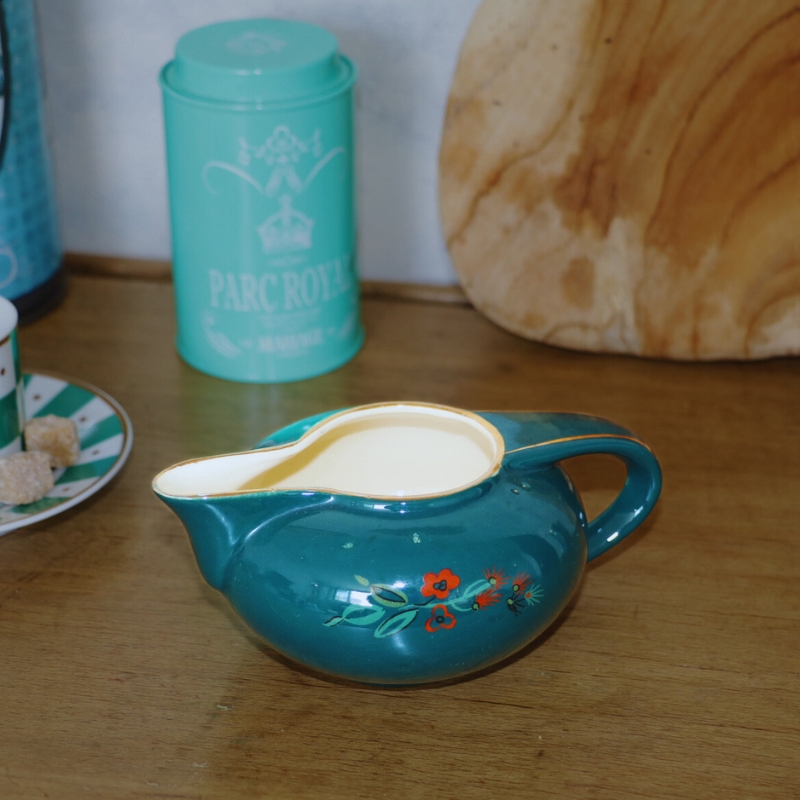 Pot à lait Salins – faïence française bleu canard